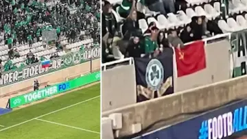 Фанати Омонії вивісили прапори росії і срср на трибунах: фото ганебного вчинку кіпрських ультрас